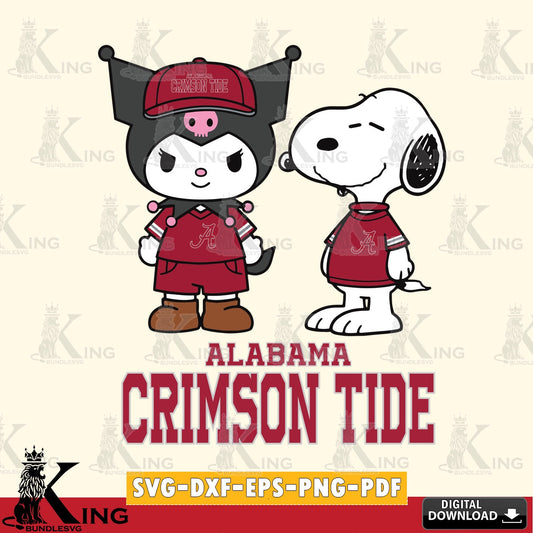 Alabama Crimson Tide Kuromi Snoopy Football SVG file, Cricut, Cut file  , Digital Download , Instant Download, Sanrio svg, Clipart