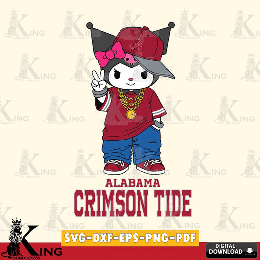 Alabama Crimson Tide Kuromi Streetwear Style SVG file, Cricut, Cut file  , Digital Download , Instant Download, Sanrio svg, Clipart