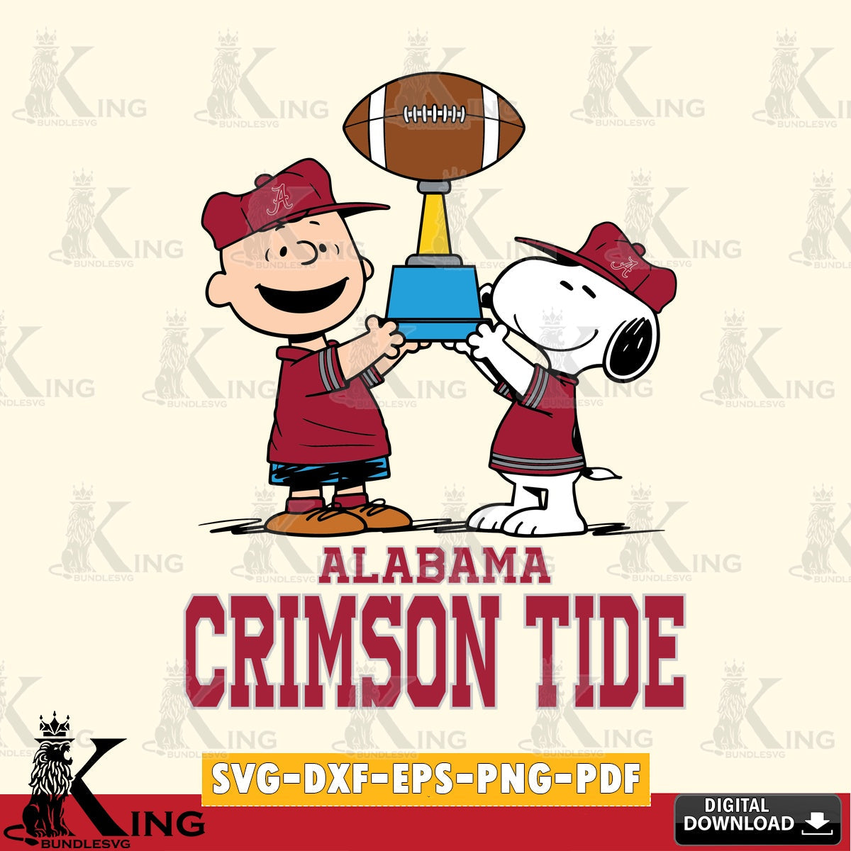 Alabama Crimson Tide Peanuts Football Trophy SVG, Cricut, Cut file  , Digital Download , Instant Download, Peanuts svg, NCAA svg, Football svg, Sport svg