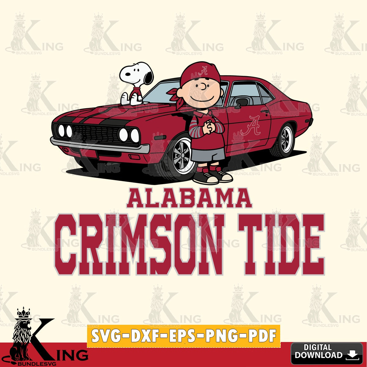 Alabama Crimson Tide Peanuts Muscle Car SVG, Cricut, Cut file  , Digital Download , Instant Download, Peanuts svg, NCAA svg, Football svg, Sport svg