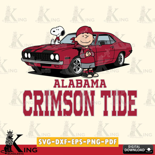 Alabama Crimson Tide Peanuts Muscle Car SVG, Cricut, Cut file  , Digital Download , Instant Download, Peanuts svg, NCAA svg, Football svg, Sport svg