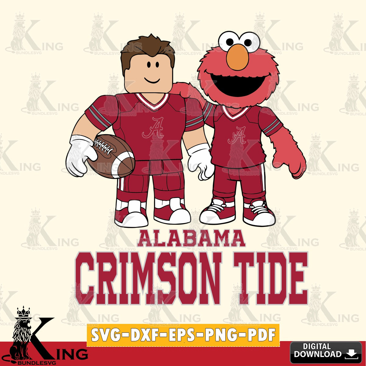 Alabama Crimson Tide Roblox & Elmo Football SVG file , NCAA Cricut,  File cut , Digital Download , PDF File