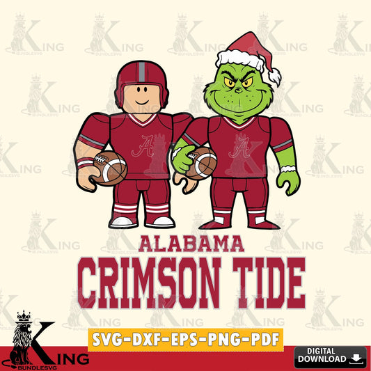Alabama Crimson Tide Roblox & Grinch Football SVG file , NCAA Cricut,  File cut , Digital Download , PDF File