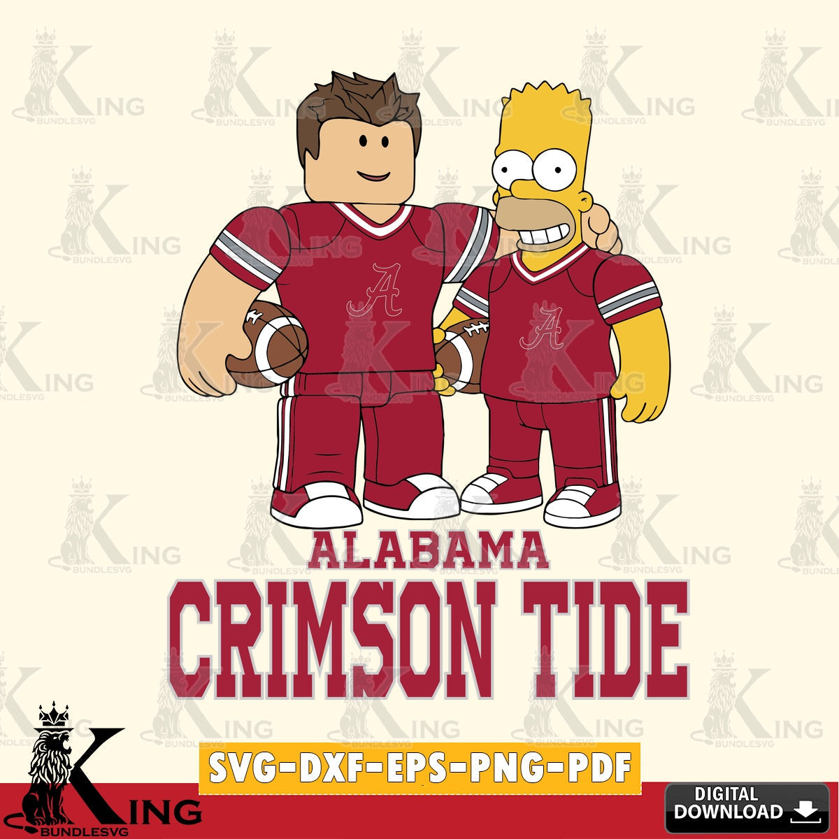Alabama Crimson Tide Roblox & Homer Simpson Football SVG file , NCAA Cricut,  File cut , Digital Download , PDF File