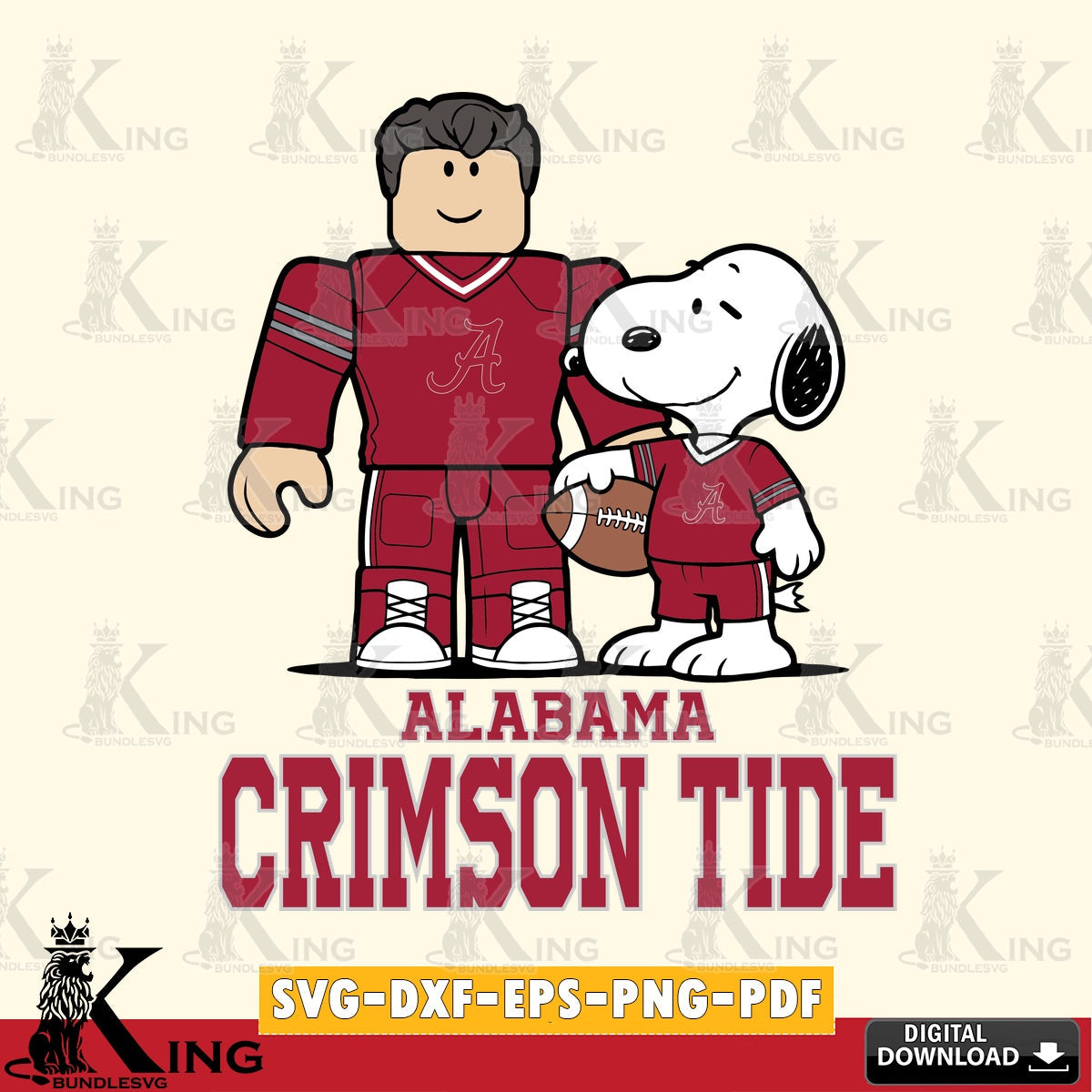 Alabama Crimson Tide Roblox & Snoopy Football SVG file , NCAA Cricut,  File cut , Digital Download , PDF File