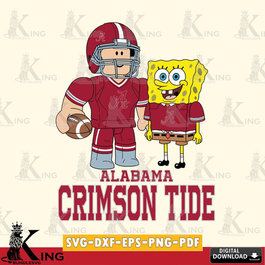 Alabama Crimson Tide Roblox & Spongebob Football SVG file , NCAA Cricut,  File cut , Digital Download , PDF File
