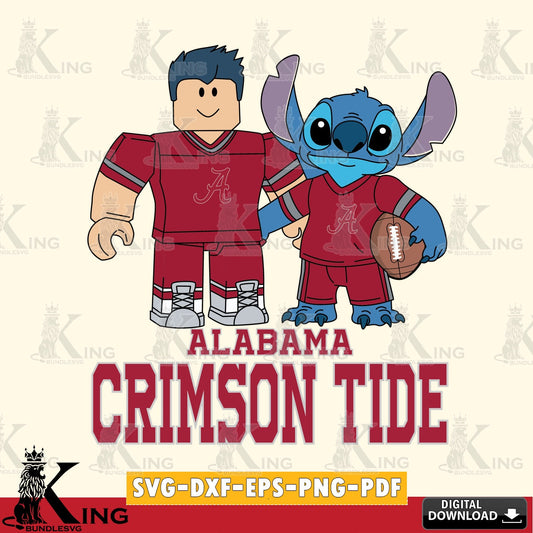Alabama Crimson Tide Roblox & Stitch Football SVG file , NCAA Cricut,  File cut , Digital Download , PDF File