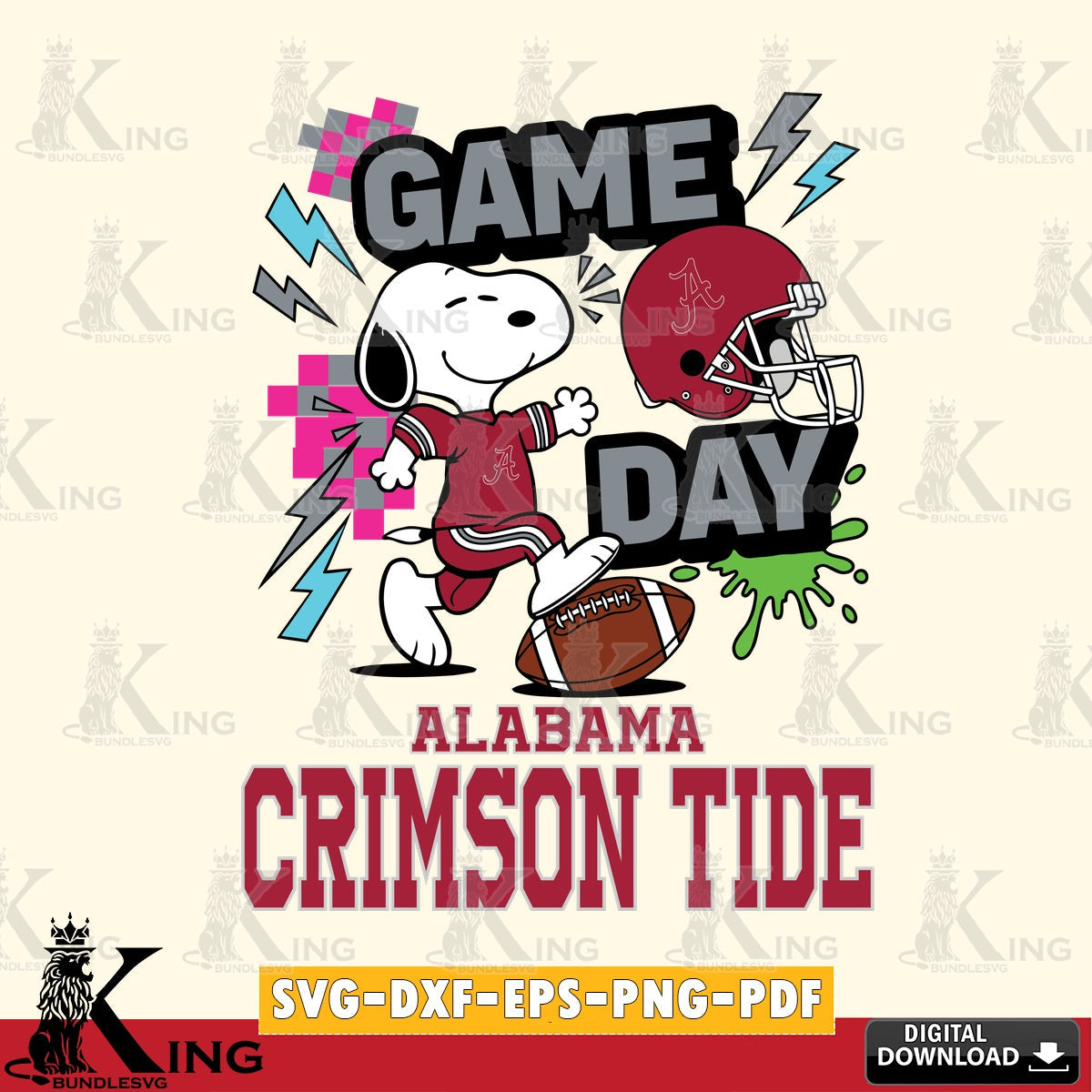 Alabama Crimson Tide Snoopy Game day SVG, Cricut, Cut file  , Digital Download , Instant Download, Peanuts svg, NCAA svg, Football svg, Sport svg