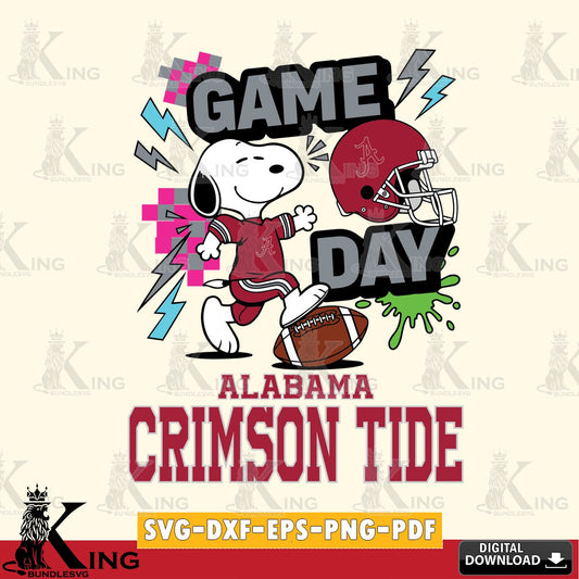 Alabama Crimson Tide Snoopy Game day SVG, Cricut, Cut file  , Digital Download , Instant Download, Peanuts svg, NCAA svg, Football svg, Sport svg