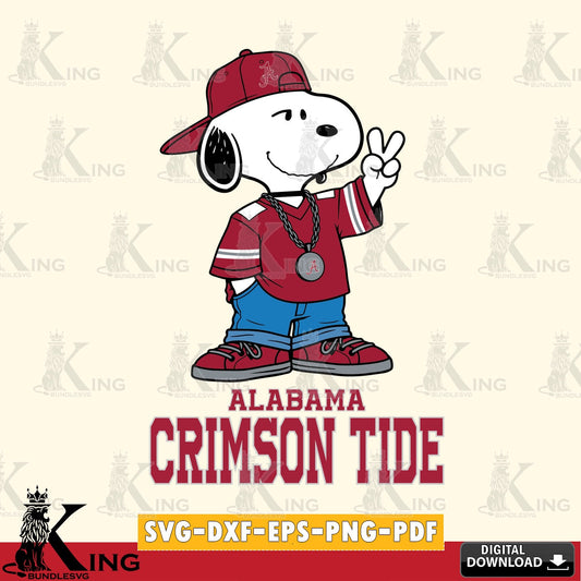 Alabama Crimson Tide Snoopy Say hi SVG, Cricut, Cut file  , Digital Download , Instant Download, Peanuts svg, NCAA svg, Football svg, Sport svg