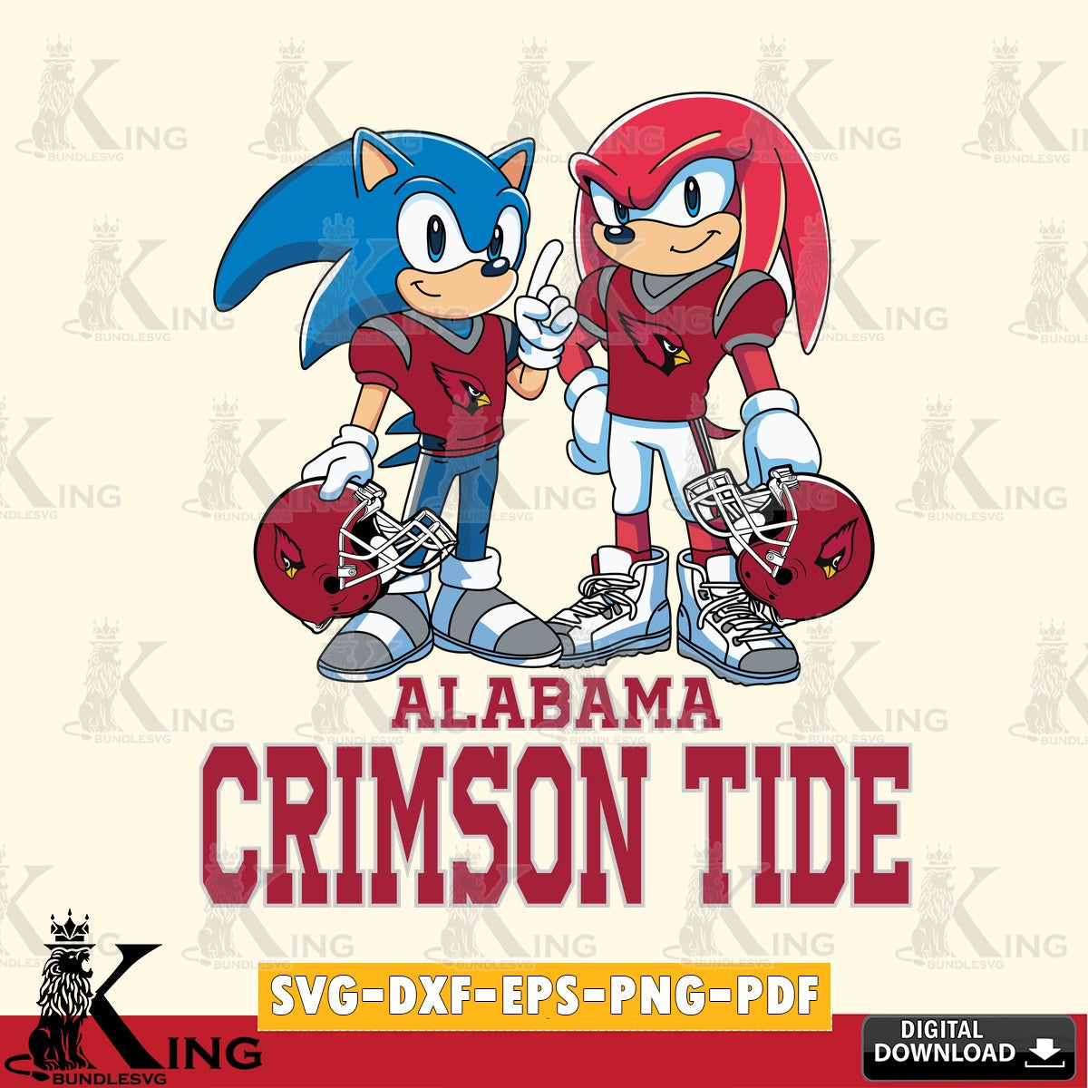 Alabama Crimson Tide Sonic And Knuckles Football SVG file, Vector , Digital Download , PDF File , Instant Download