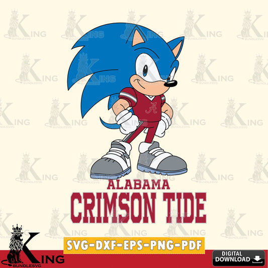 Digital download featuring Alabama Crimson Tide Sonic Football Star Mascot SVG cut file for personalized gifts and laser projects