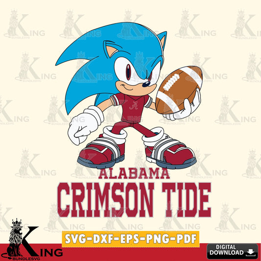 Vector design showing Alabama Crimson Tide Sonic Rugby as a crafting file for iron-on transfer and vinyl decals.