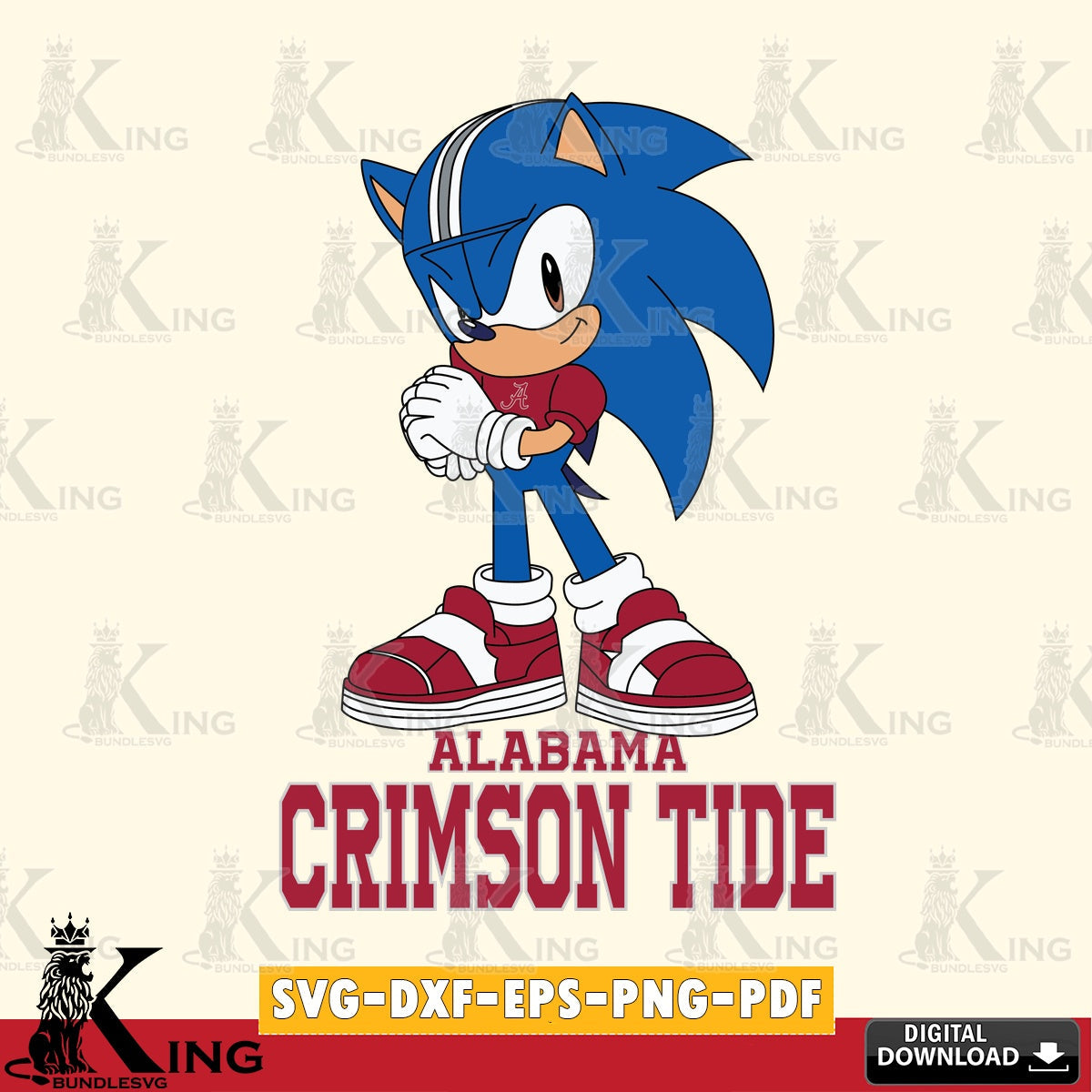 Alabama Crimson Tide Sonic cute Football SVG file, Vector , Digital Download , PDF File , Instant Download