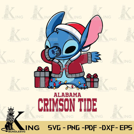 Alabama Crimson Tide Stitch Merry Christmas Svg Eps Dxf Png File, Digital Download