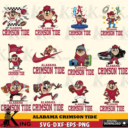 Alabama Crimson Tide Taz Football NCAA Bundle SVG file, Cut file  , Digital Download , Instant Download, Taz svg, NCAA svg