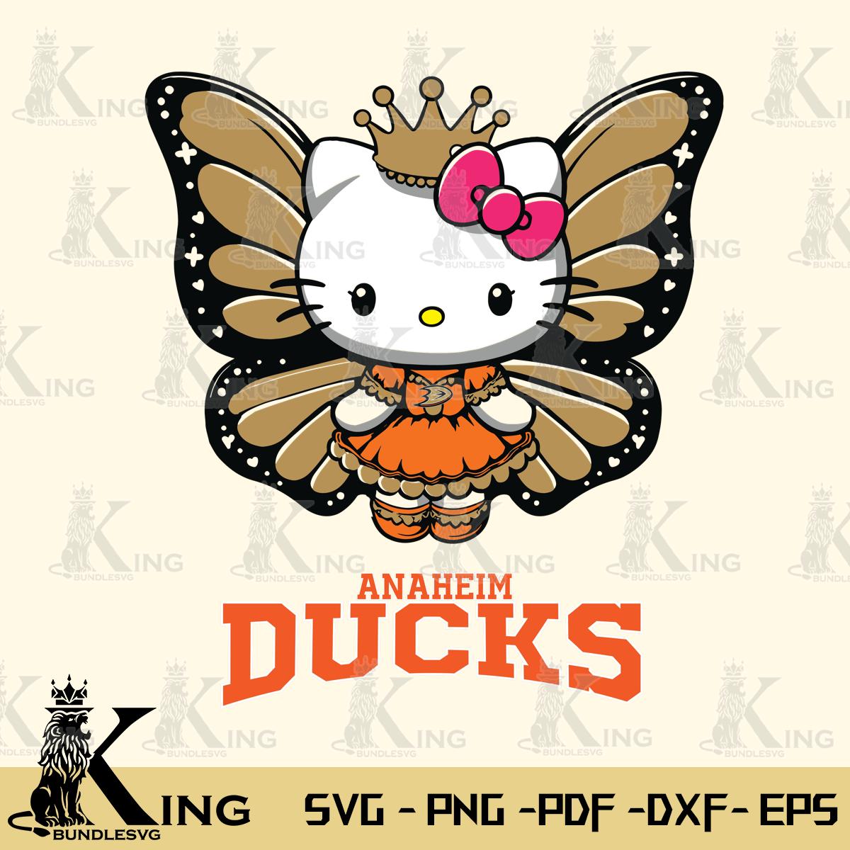 Anaheim Ducks Kitty Wings & Flowers Svg Eps Dxf Png File, Digital Download