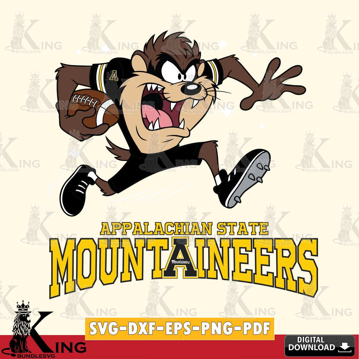 Appalachian State Mountaineers Angry Taz Football SVG file, Cut file  , Digital Download , Instant Download, Taz svg, NCAA svg
