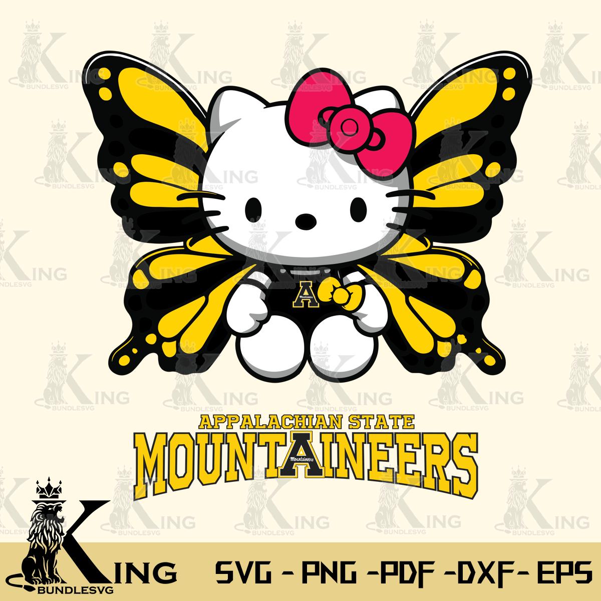 Appalachian State Mountaineers Butterfly Kitty Delight Svg Eps Dxf Png File, Digital Download