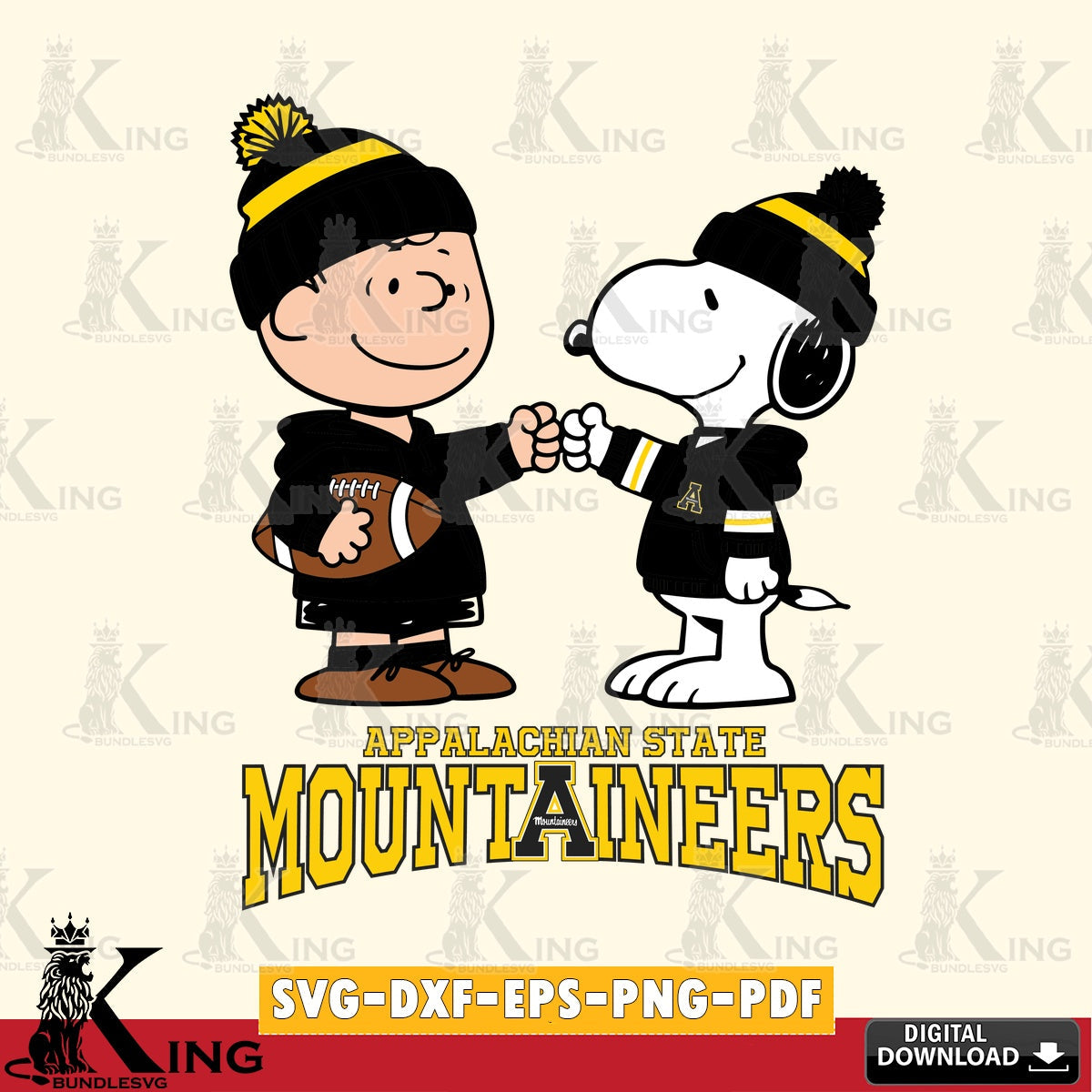 Appalachian State Mountaineers CharlieBrown Football Fist Bump SVG, Cricut, Cut file  , Digital Download , Instant Download, Peanuts svg, NCAA svg, Football svg, Sport svg