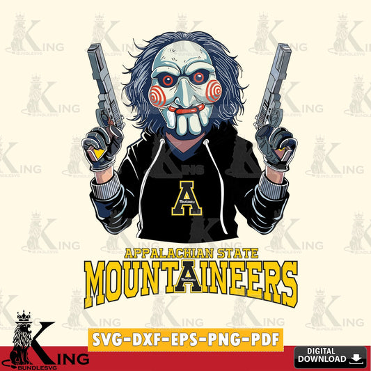 Vector design showing Appalachian State Mountaineers Jigsaw Billy Football vector illustration for POD merchandise and apparel