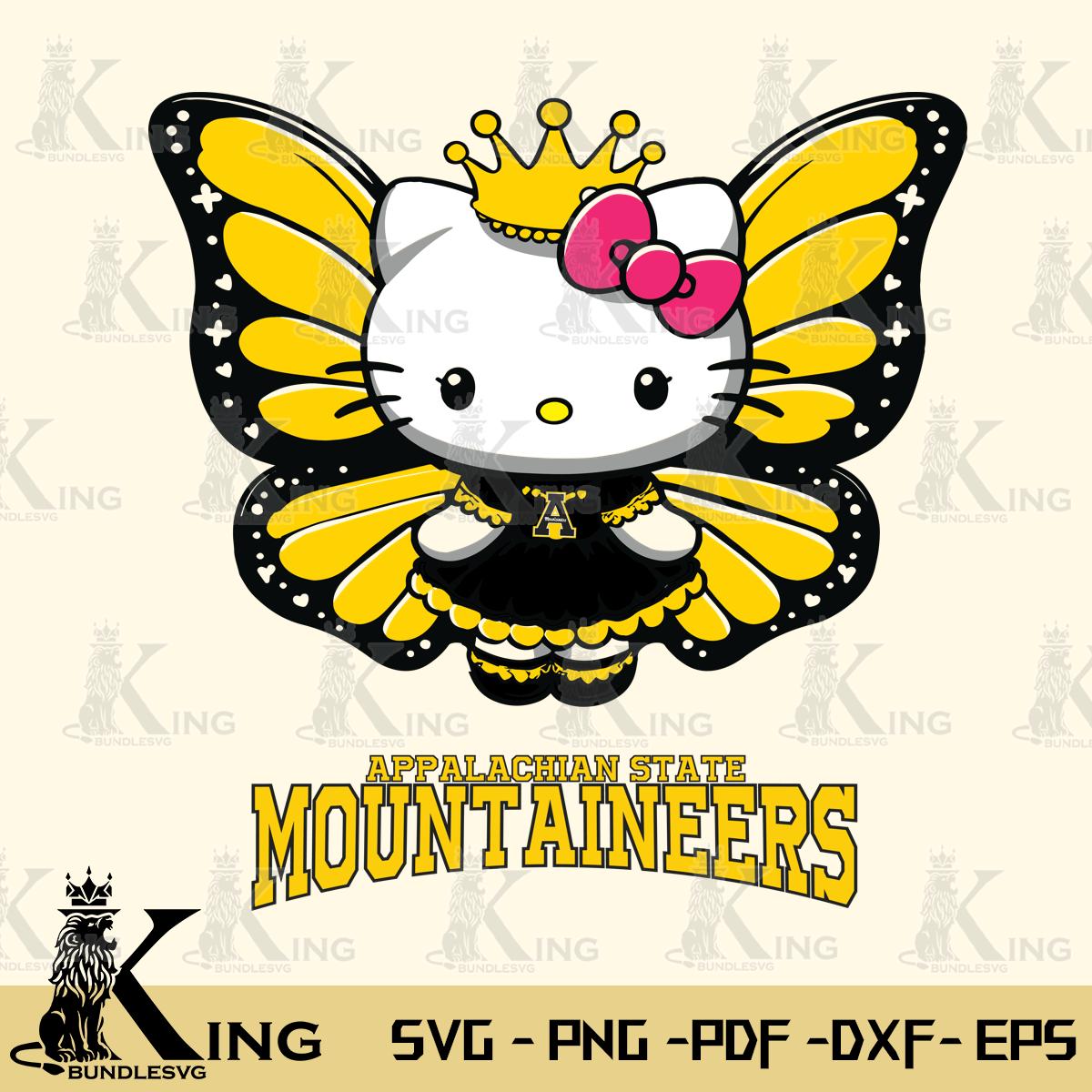 Appalachian State Mountaineers Kitty Wings & Flowers Svg Eps Dxf Png File, Digital Download