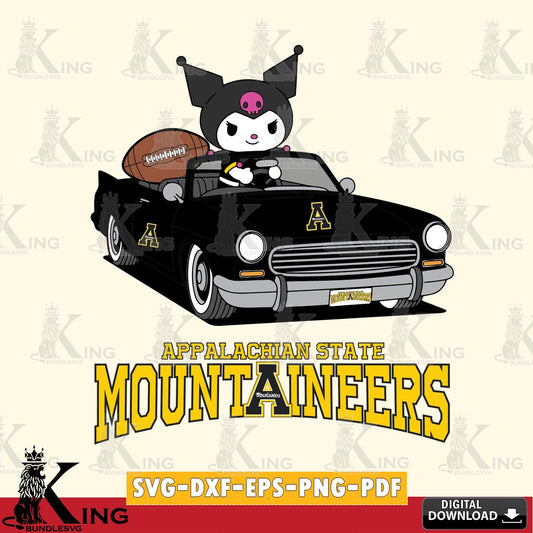Appalachian State Mountaineers Kuromi Car Football Game SVG file, Cricut, Cut file  , Digital Download , Instant Download, Sanrio svg, Clipart