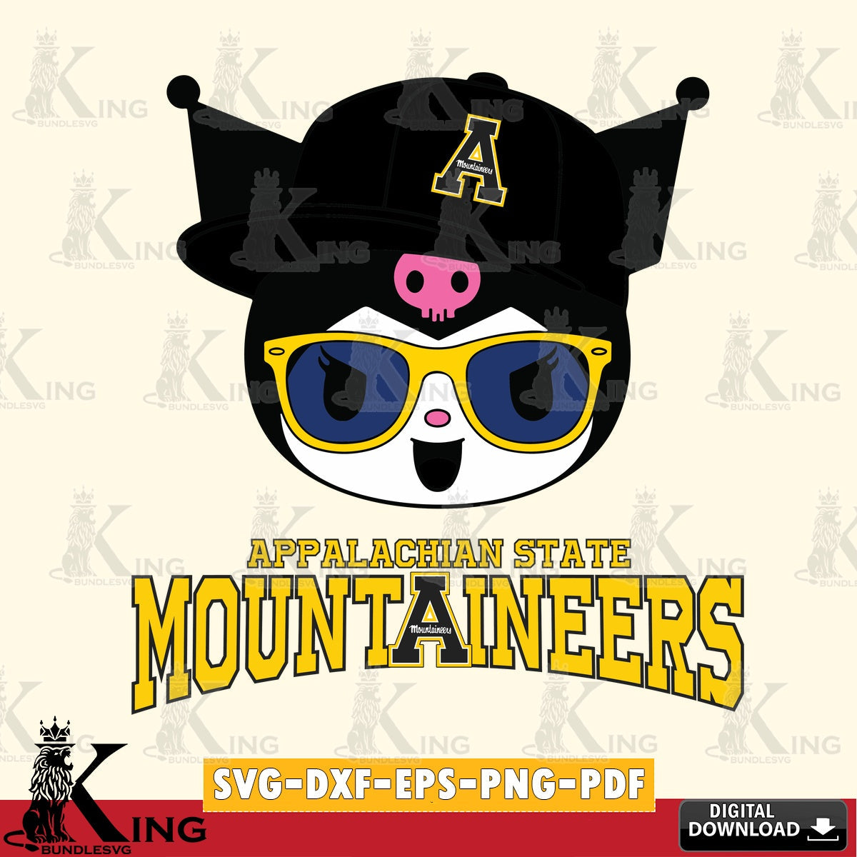 Appalachian State Mountaineers Kuromi Football Cool SVG file, Cricut, Cut file  , Digital Download , Instant Download, Sanrio svg, Clipart