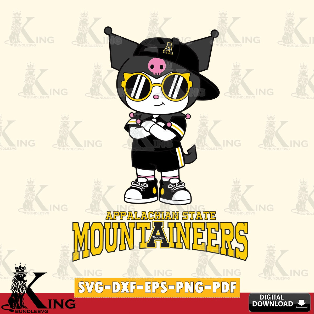 Appalachian State Mountaineers Kuromi Football Jersey SVG file, Cricut, Cut file  , Digital Download , Instant Download, Sanrio svg, Clipart