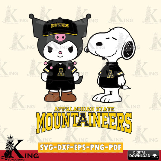 Appalachian State Mountaineers Kuromi Snoopy Football SVG file, Cricut, Cut file  , Digital Download , Instant Download, Sanrio svg, Clipart