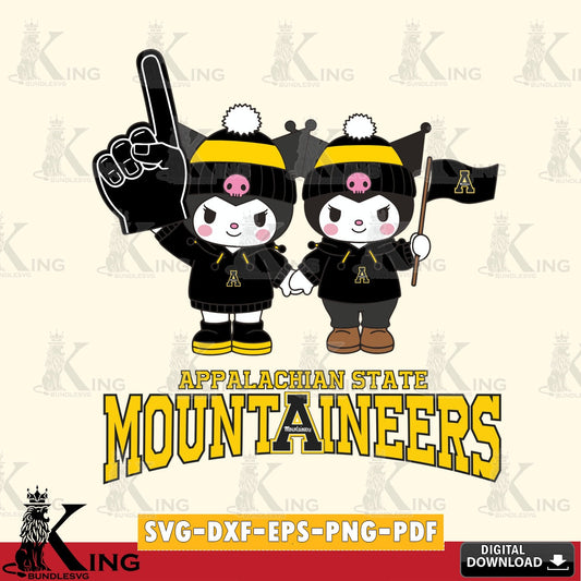 Appalachian State Mountaineers Kuromi rugby Fan SVG file, Cricut, Cut file  , Digital Download , Instant Download, Sanrio svg, Clipart