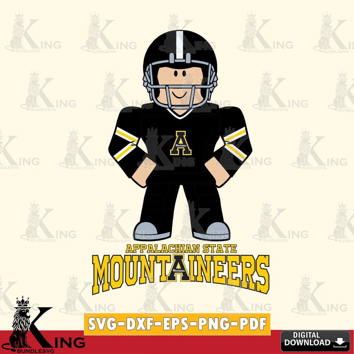 Appalachian State Mountaineers Roblox Cool Football SVG file , NCAA Cricut,  File cut , Digital Download , PDF File