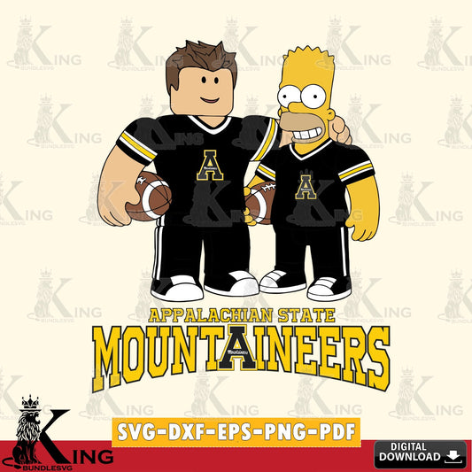 Appalachian State Mountaineers Roblox & Homer Simpson Football SVG file , NCAA Cricut,  File cut , Digital Download , PDF File