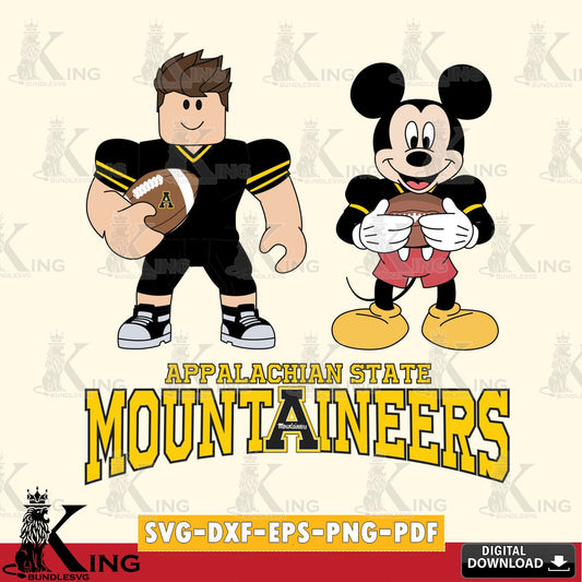 Appalachian State Mountaineers Roblox & Mickey Football SVG file , NCAA Cricut,  File cut , Digital Download , PDF File
