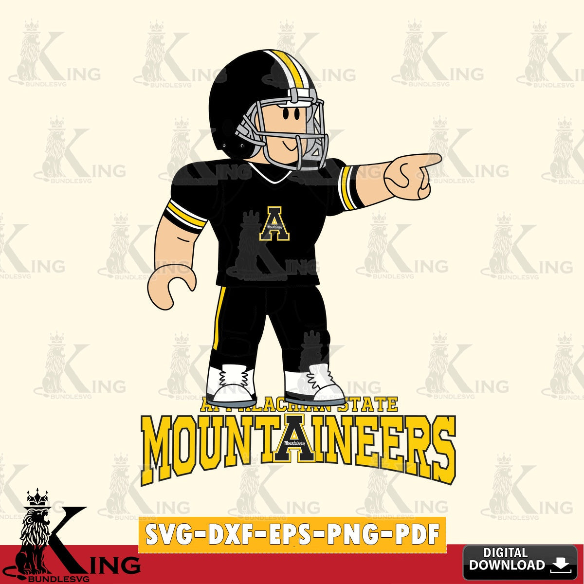 Appalachian State Mountaineers Roblox Player Football SVG file , NCAA Cricut,  File cut , Digital Download , PDF File