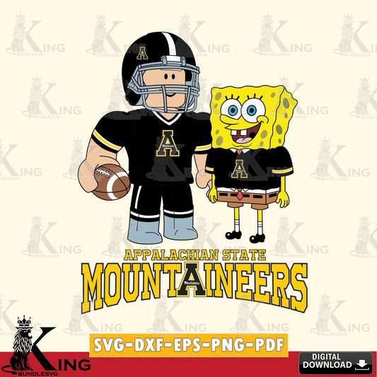 Appalachian State Mountaineers Roblox & Spongebob Football SVG file , NCAA Cricut,  File cut , Digital Download , PDF File