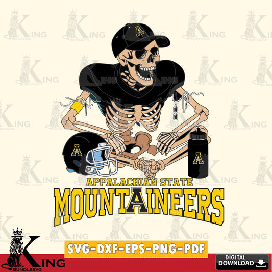 Digital clipart of Appalachian State Mountaineers skeleton football player vector art for engraving, cutting, and printing