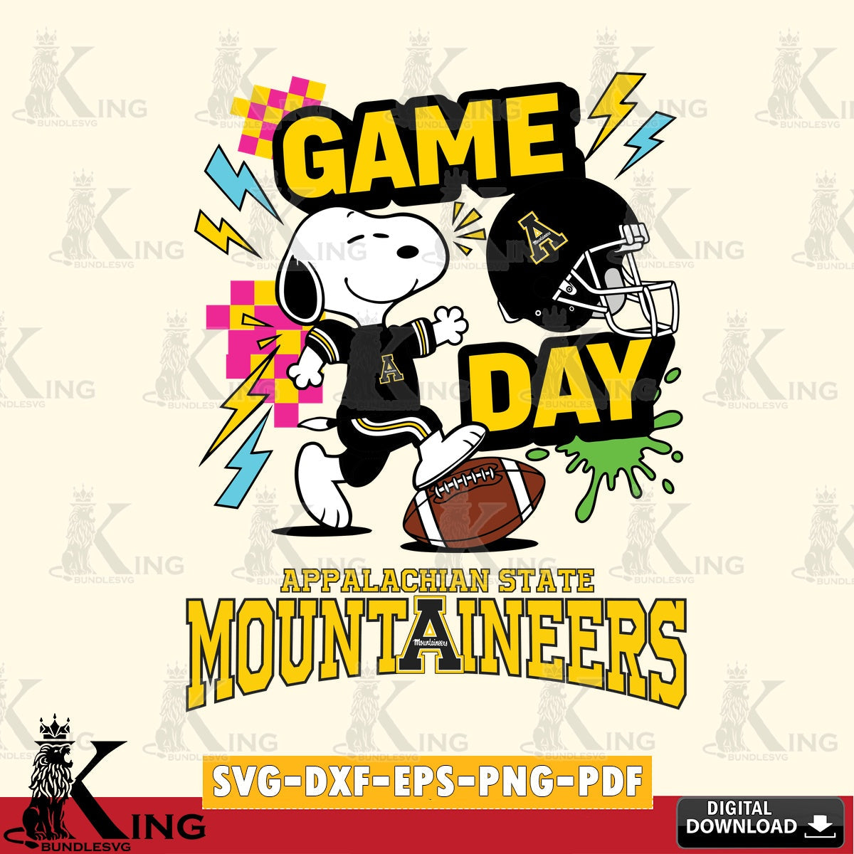 Appalachian State Mountaineers Snoopy Game day SVG, Cricut, Cut file  , Digital Download , Instant Download, Peanuts svg, NCAA svg, Football svg, Sport svg