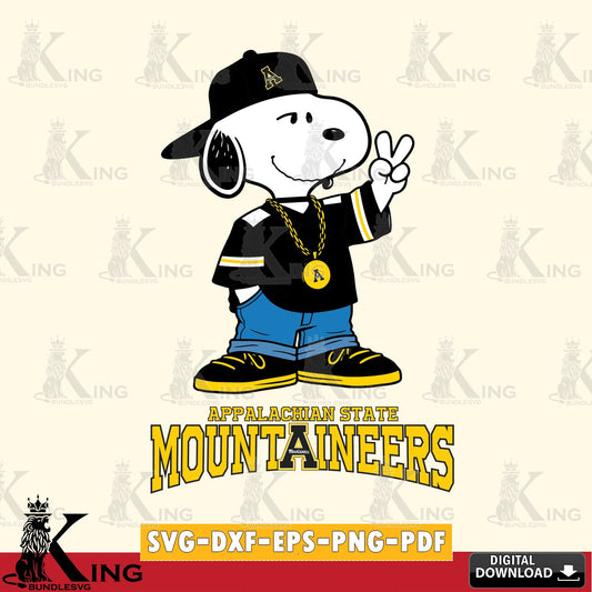 Appalachian State Mountaineers Snoopy Say hi SVG, Cricut, Cut file  , Digital Download , Instant Download, Peanuts svg, NCAA svg, Football svg, Sport svg