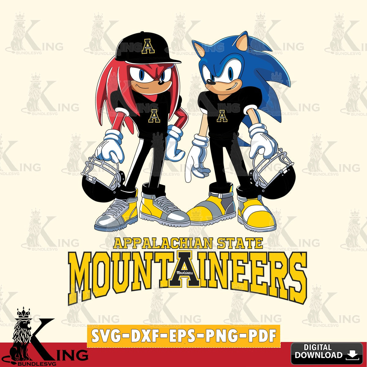 Appalachian State Mountaineers Sonic And Knuckles Player Football SVG file, Vector , Digital Download , PDF File , Instant Download