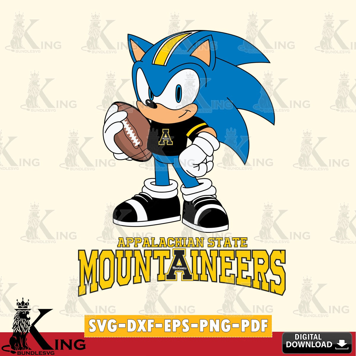 Digital download featuring Appalachian State Mountaineers Sonic Game Day Ready printable vector design for sublimation and crafts