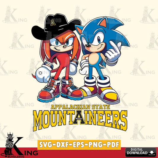 Appalachian State Mountaineers Sonic & Knuckles Football Mascot SVG file, Vector , Digital Download , PDF File , Instant Download