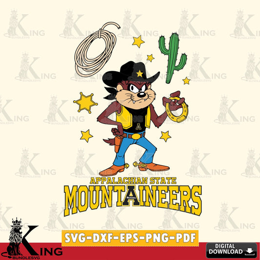 Appalachian State Mountaineers Taz Cowboy Western SVG file, Cut file  , Digital Download , Instant Download, Taz svg, NCAA svg