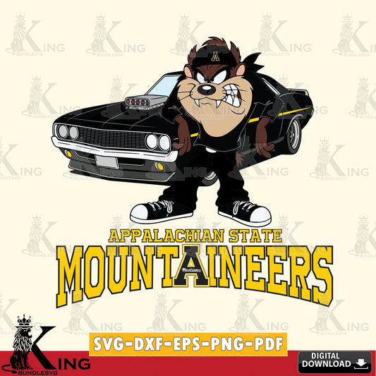Appalachian State Mountaineers Taz Racing Car SVG file, Cut file  , Digital Download , Instant Download, Taz svg, NCAA svg
