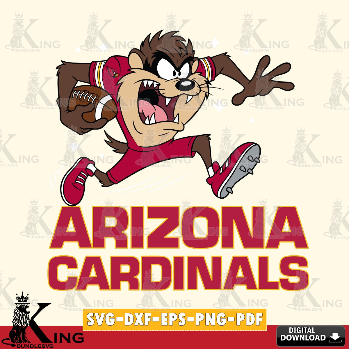Arizona Cardinals Angry Taz Football Cut file  , Digital Download , Instant Download, Looney Tunes svg, Football svg