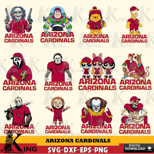 All-in-one bundle of Arizona Cardinals cartoon football NFL for high-quality vector for DIY scrapbooking and home decor