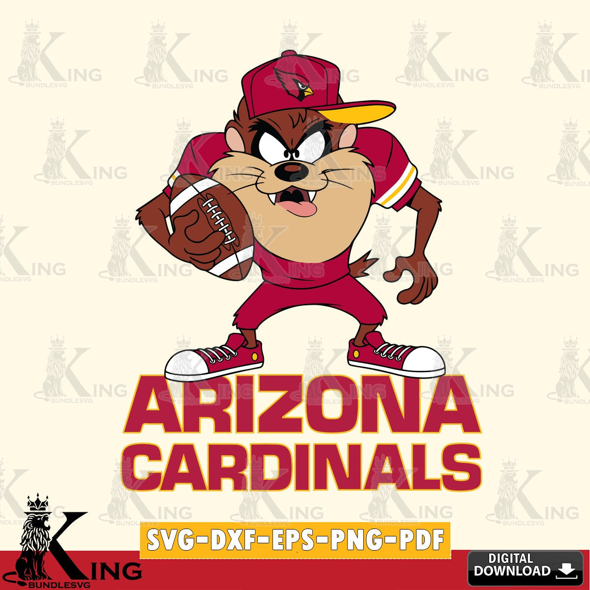 Arizona Cardinals Đồng phục bóng đá Taz Cut file  , Digital Download , Instant Download, Looney Tunes svg, Football svg