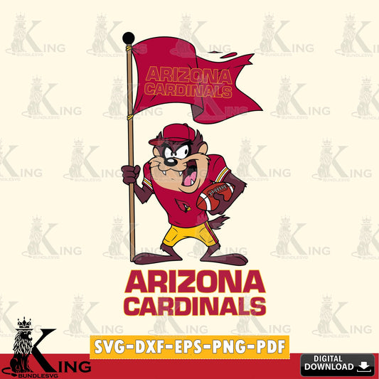 Arizona Cardinals Football Taz Flag Art Cut file  , Digital Download , Instant Download, Looney Tunes svg, Football svg