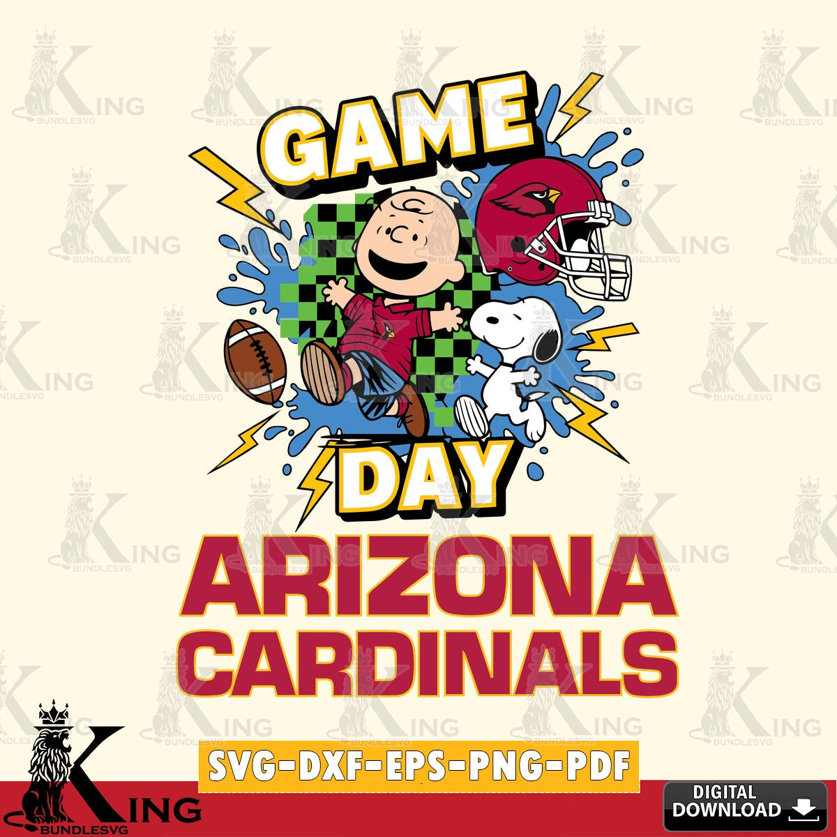 Arizona Cardinals Game Day Peanuts Cricut file , Cut file  , Digital Download , PDF File , Instant Download