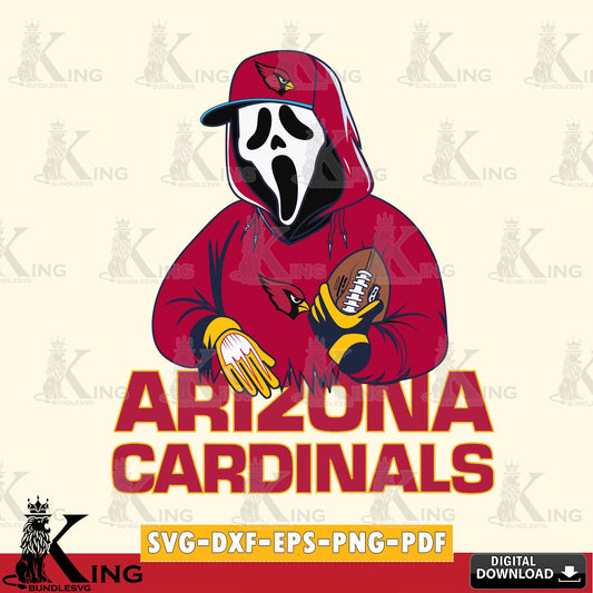 Custom design featuring Arizona Cardinals Ghostface Scream player football, digital clipart compatible with laser engraving and